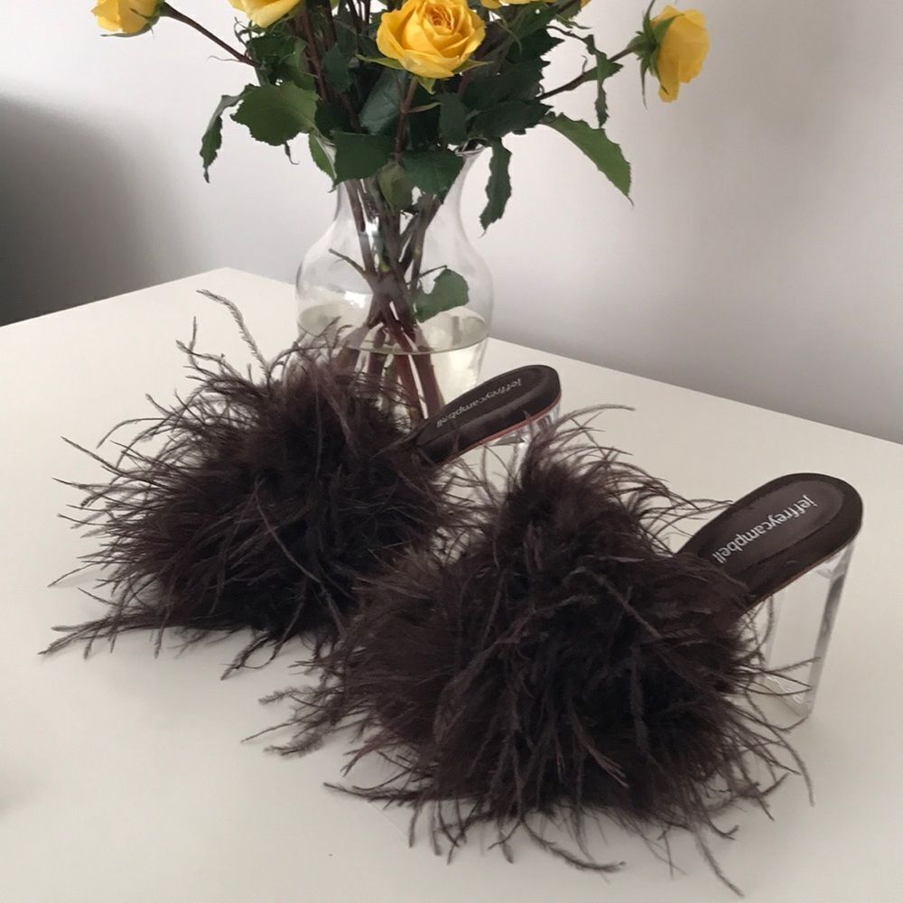 Jeffrey Campbell Daisy Feather  Boa Heels size 6.5 - Picture 8 of 16